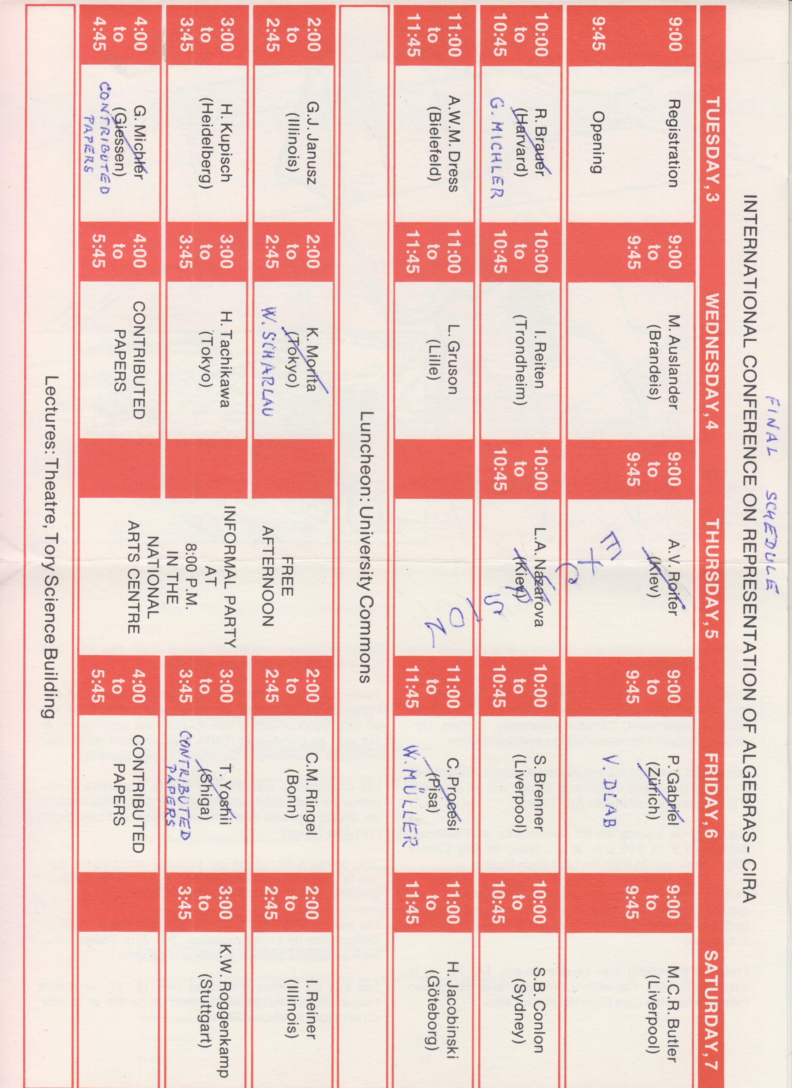 Picture of the ICRA 1974 schedule